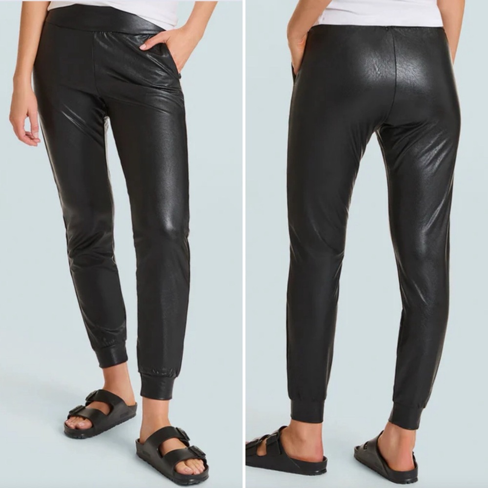 Commando Black Faux Leather Joggers